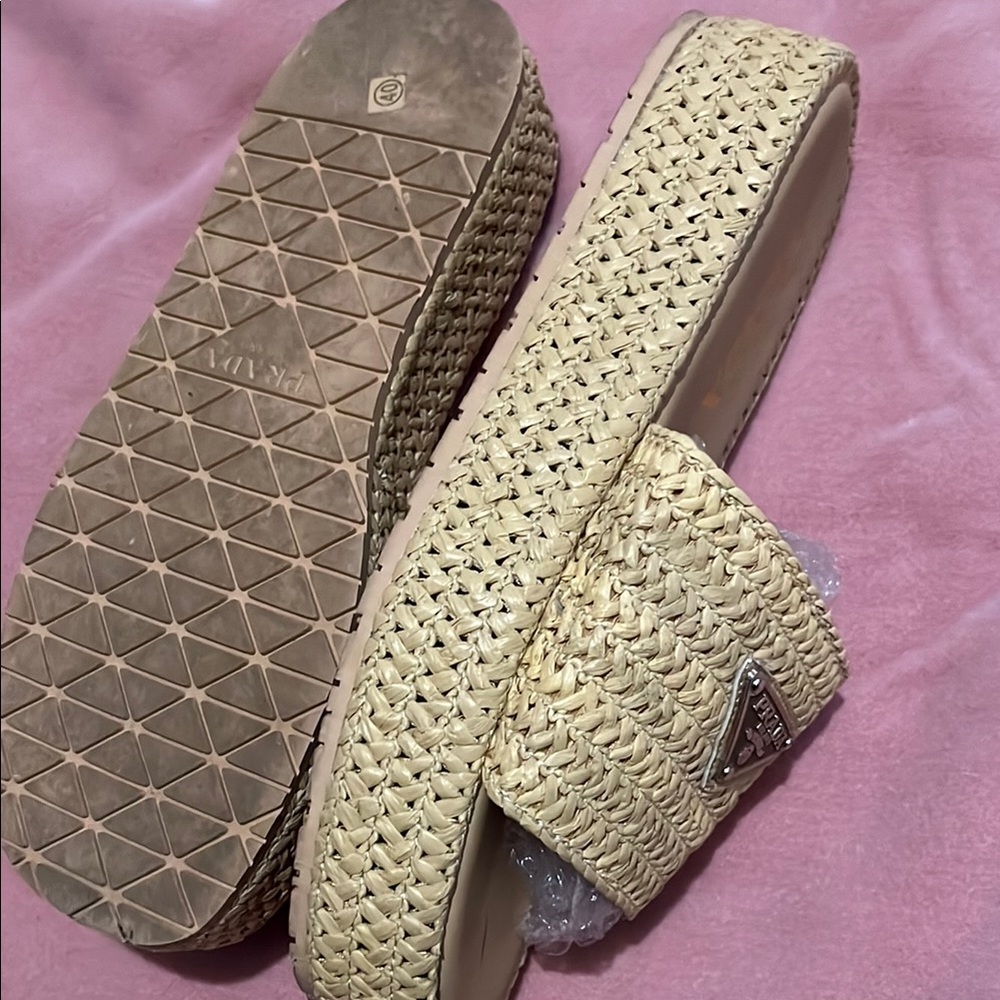 Prada Tan Woven Sandals - Picture 6 of 8